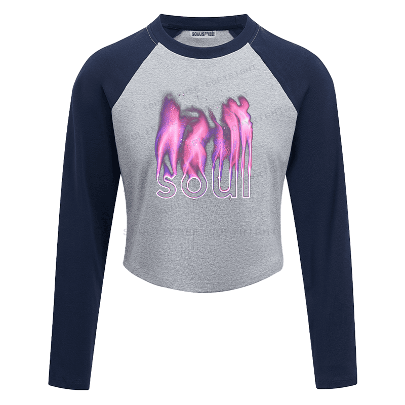 Soulisfree Cosmic Fire Spirit Ethereal Streetwear Raglan Crop Tee
