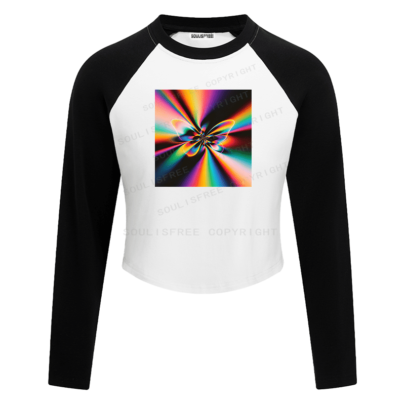 Soulisfree Cosmic Kaleidoscope Energy Abstract Art Raglan Crop Tee