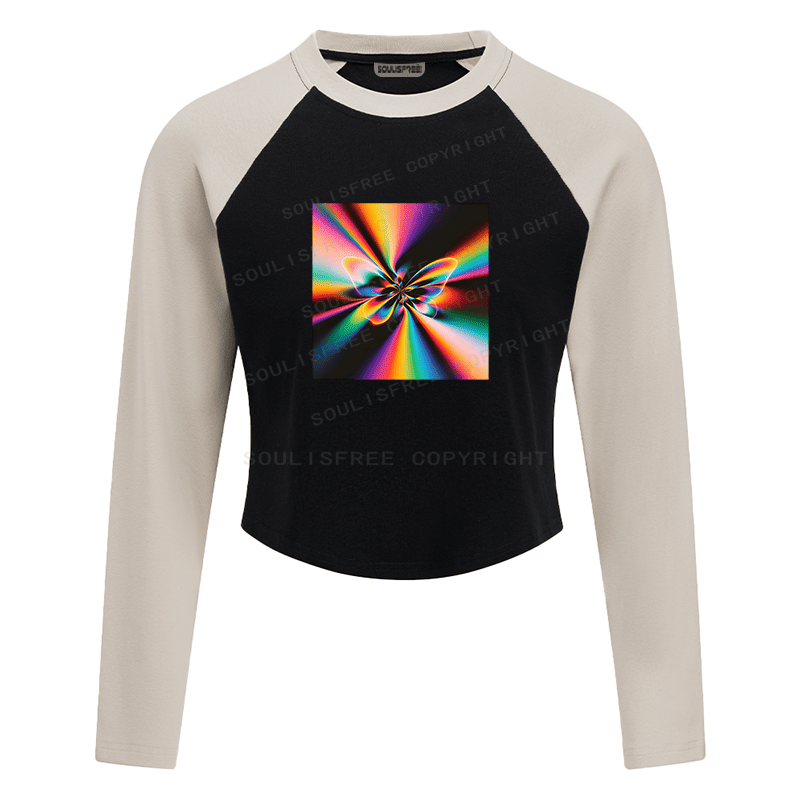 Designed Vibes of the Sun Block Raglan Long Sleeve Crop Top | Soulisfree
