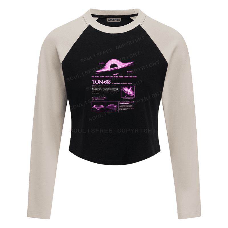 Soulisfree Spacetime Warp Nebula Glow Futuristic Raglan Crop Tee