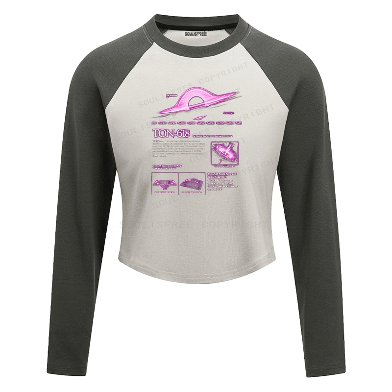 Soulisfree Spacetime Warp Nebula Glow Futuristic Raglan Crop Tee