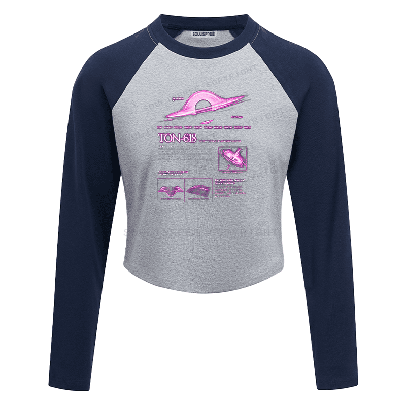 Soulisfree Spacetime Warp Nebula Glow Futuristic Raglan Crop Tee