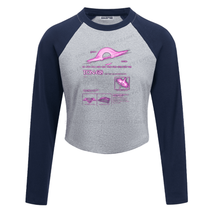 Soulisfree Spacetime Warp Nebula Glow Futuristic Raglan Crop Tee