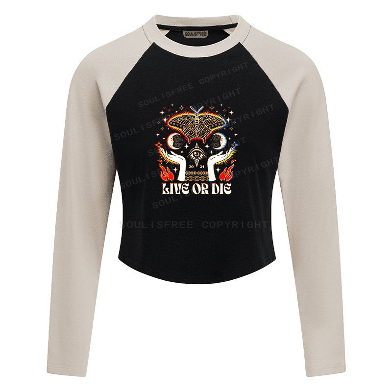 Designed Vibes of the Sun Block Raglan Long Sleeve Crop Top | Soulisfree