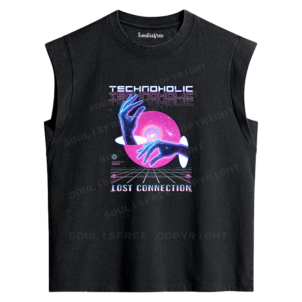 Soulisfree Technoholic Graphic Washed Tank Tops