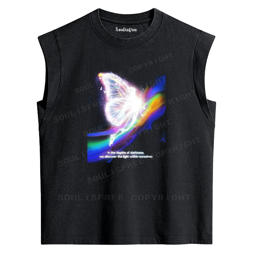 Soulisfree Luminous Butterfly Washed Tank Tops