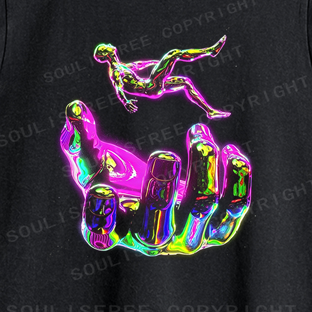 Soulisfree Holographic Hand & Figure Washed Tank Tops