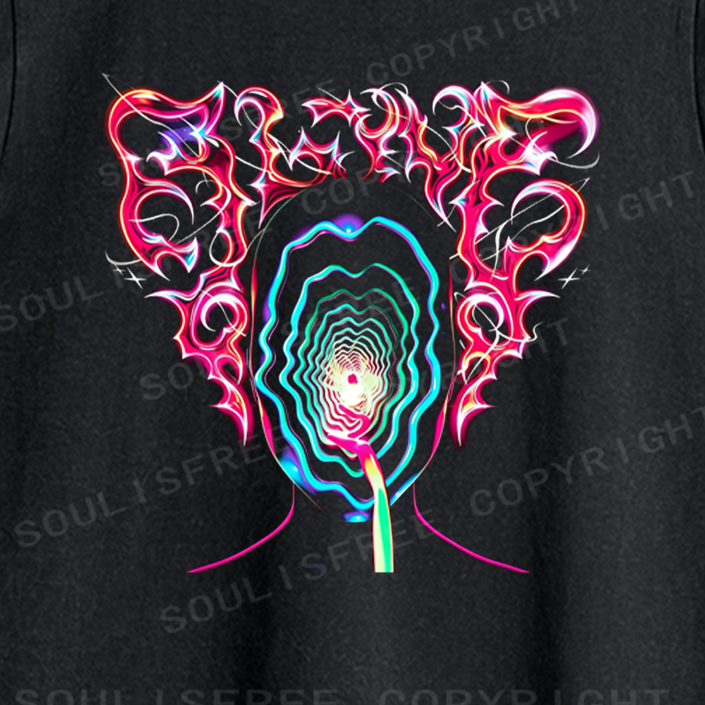 Soulisfree Psychedelic Vortex Mirror Washed Tank Tops