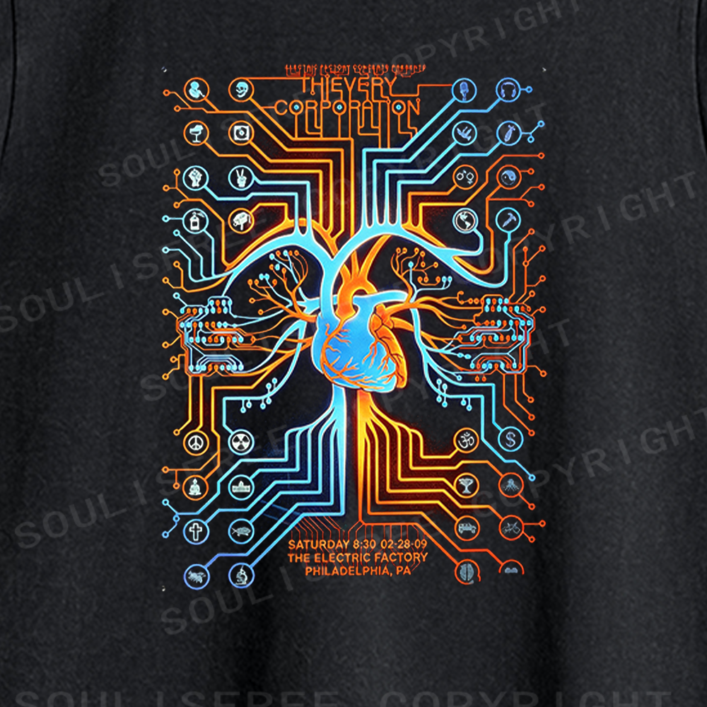 Soulisfree Cybernetic Heart Circuit Washed Tank Tops