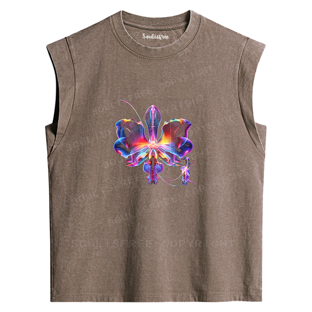 Soulisfree Holographic Flora Washed Tank Tops
