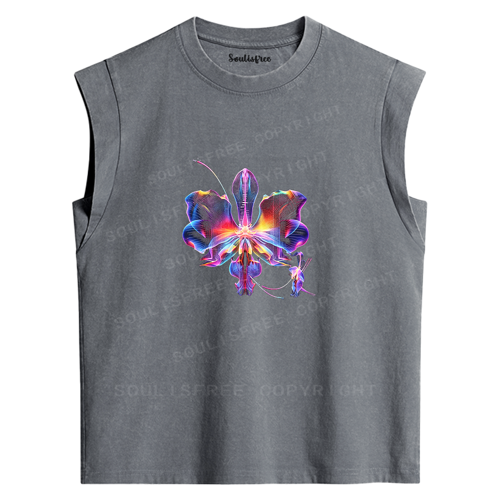 Soulisfree Holographic Flora Washed Tank Tops