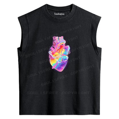 Soulisfree Heart & Butterfly Graphic Washed Tank Tops