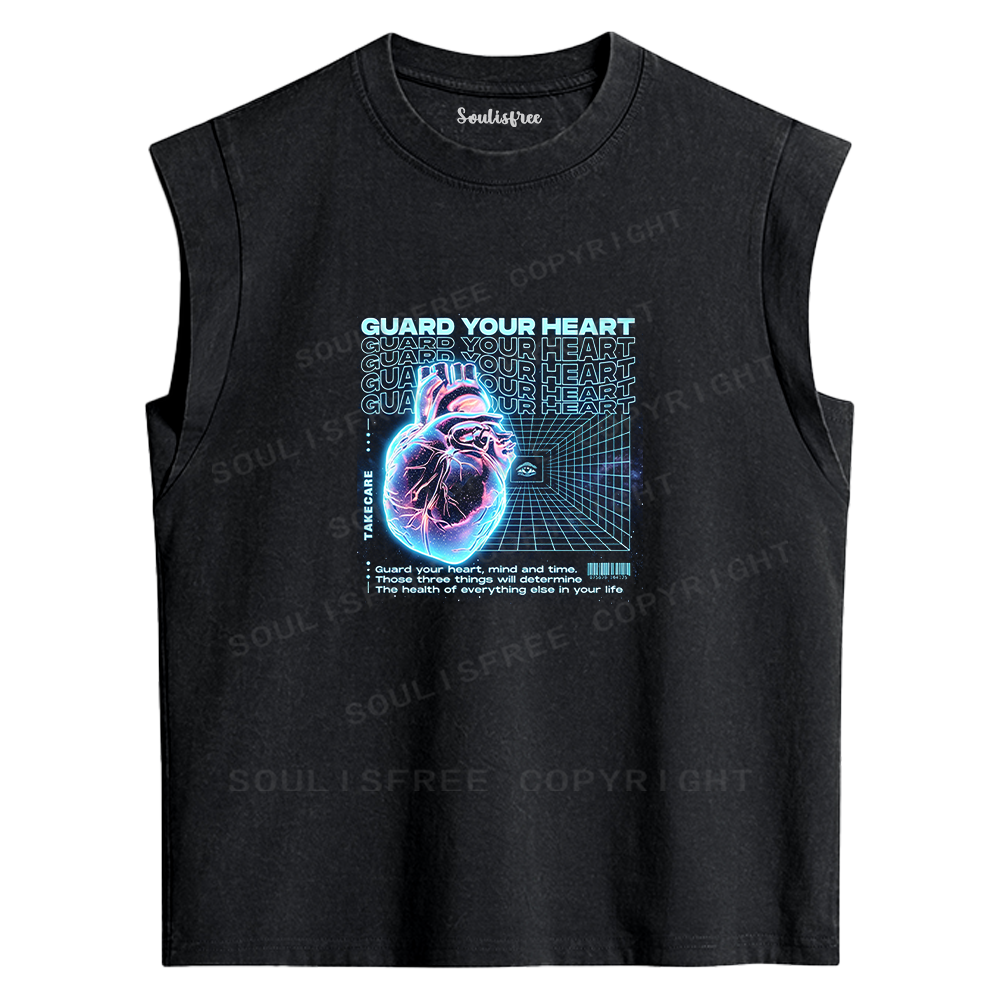 Soulisfree Cybernetic Heart Guardian Washed Tank Tops