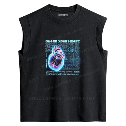 Soulisfree Cybernetic Heart Guardian Washed Tank Tops