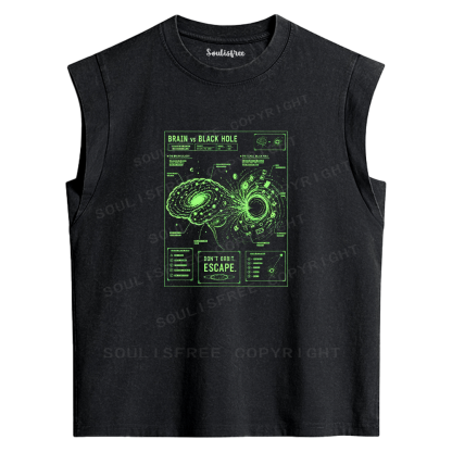 Soulisfree Neural Galaxy Black Washed Tank Tops