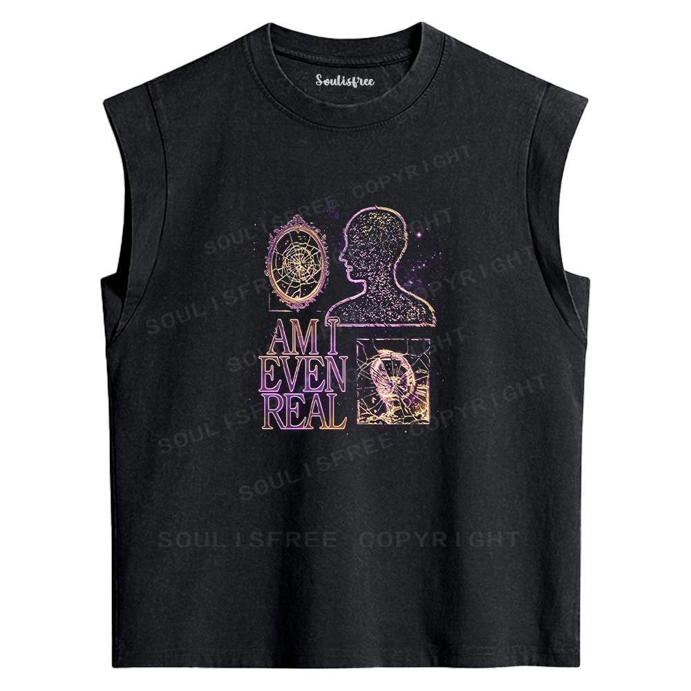 Soulisfree Am I Even Real Graphic Washed Tank Tops