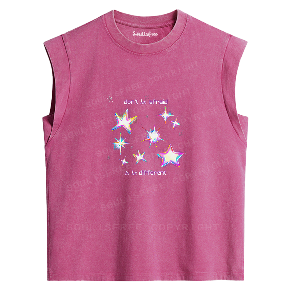 Soulisfree Don't Be Afraid Neon Star Washed Tank Tops