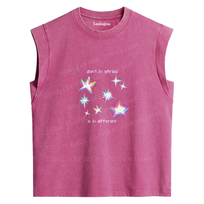 Soulisfree Don't Be Afraid Neon Star Washed Tank Tops