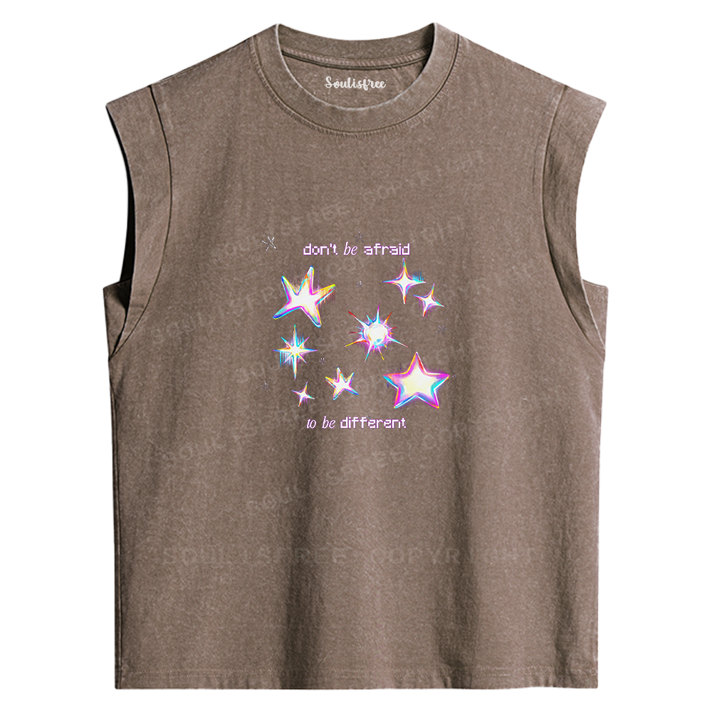 Soulisfree Don't Be Afraid Neon Star Washed Tank Tops
