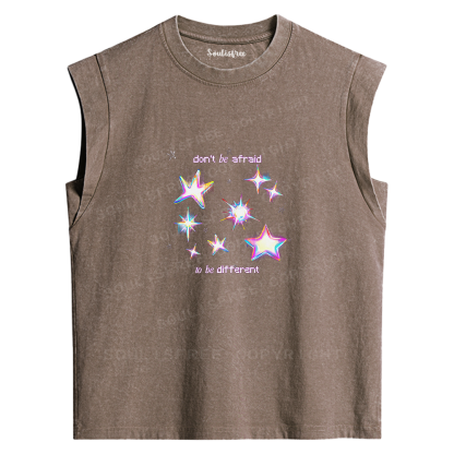 Soulisfree Don't Be Afraid Neon Star Washed Tank Tops