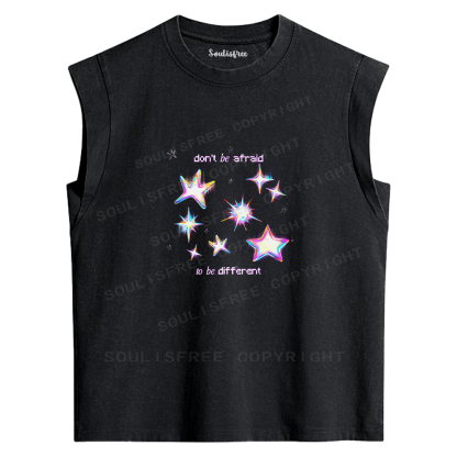 Soulisfree Don't Be Afraid Neon Star Washed Tank Tops