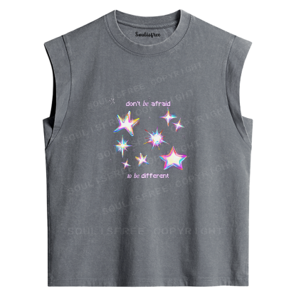 Soulisfree Don't Be Afraid Neon Star Washed Tank Tops