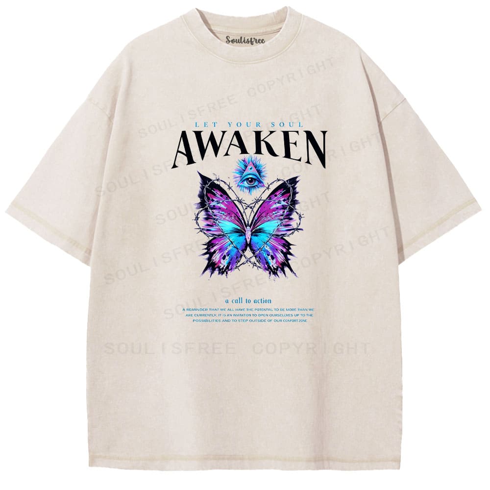 Soulisfree Awaken Your Soul Butterfly Washed Tee