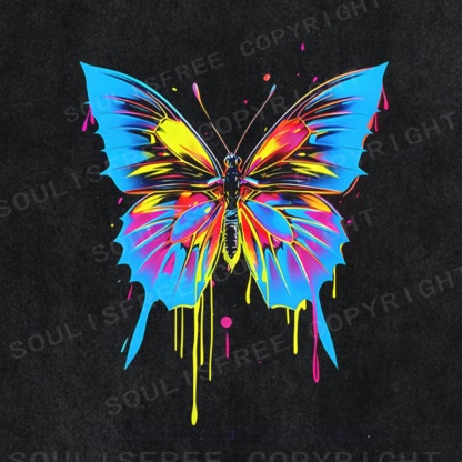 Soulisfree Dripping Color Butterfly Soul Washed Tee