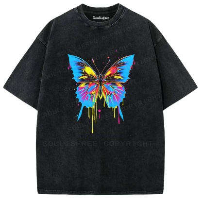 Soulisfree Dripping Color Butterfly Soul Washed Tee