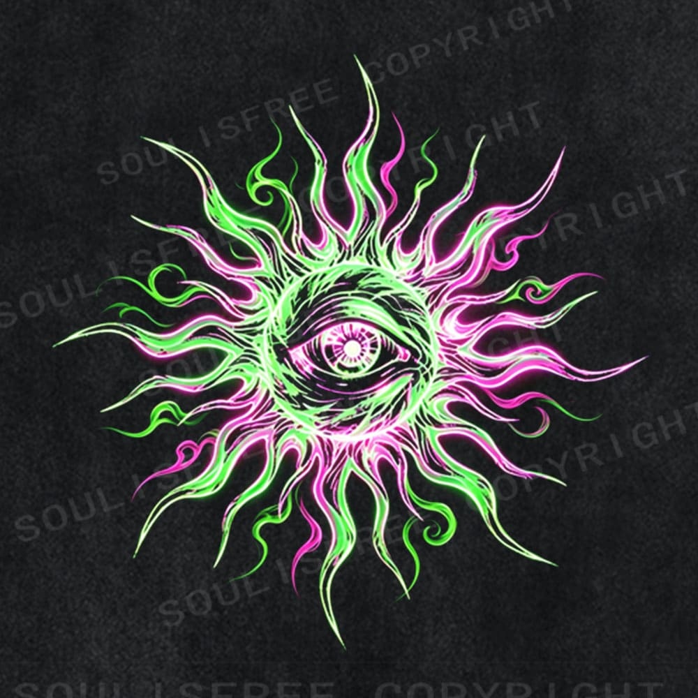 Soulisfree Psychedelic Eye Flame Washed Tee