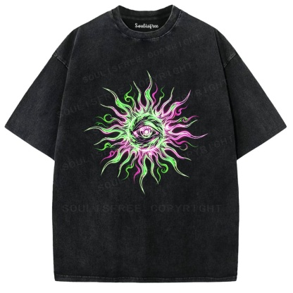 Soulisfree Psychedelic Eye Flame Washed Tee