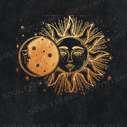 Soulisfree Celestial Gold Sun & Moon Washed Tee