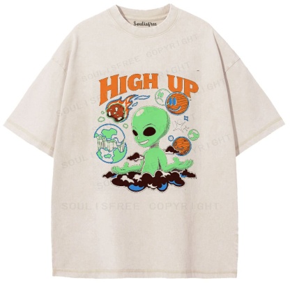 Soulisfree High Up Alien Space Trip  Washed Tee