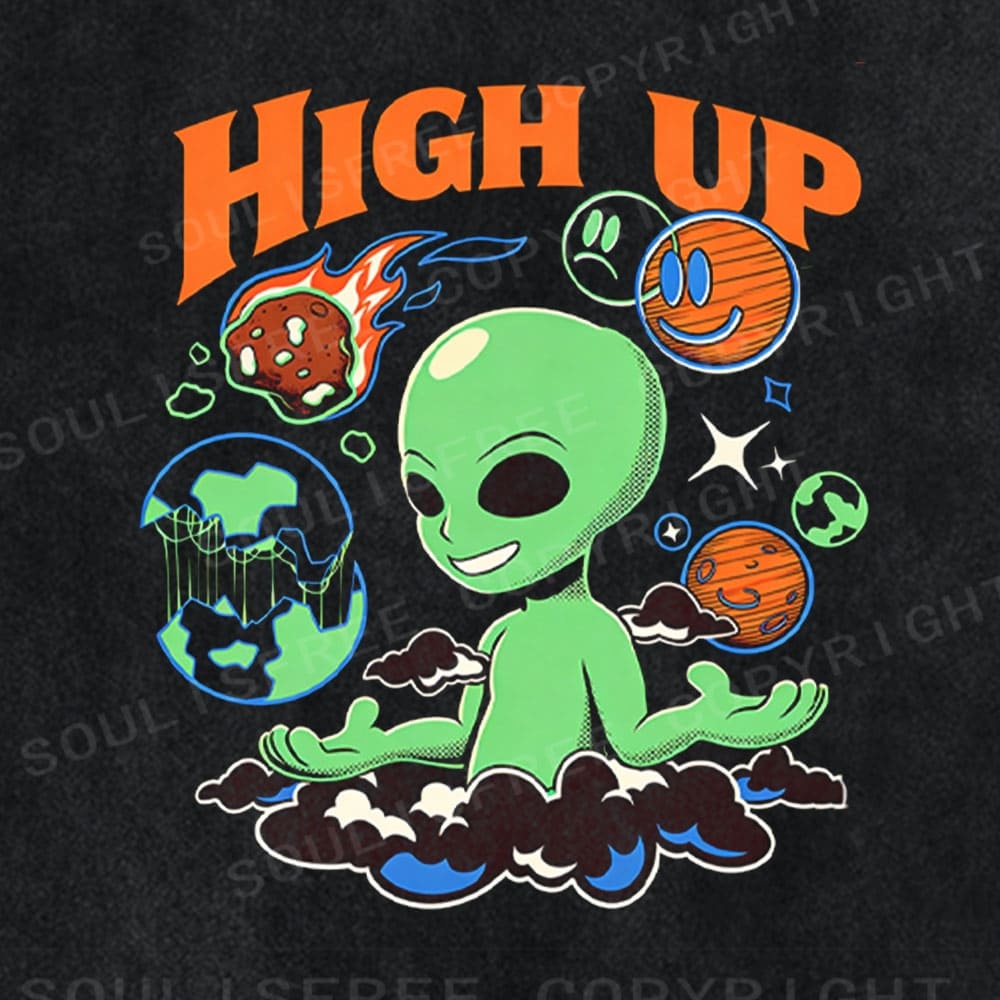 Soulisfree High Up Alien Space Trip  Washed Tee
