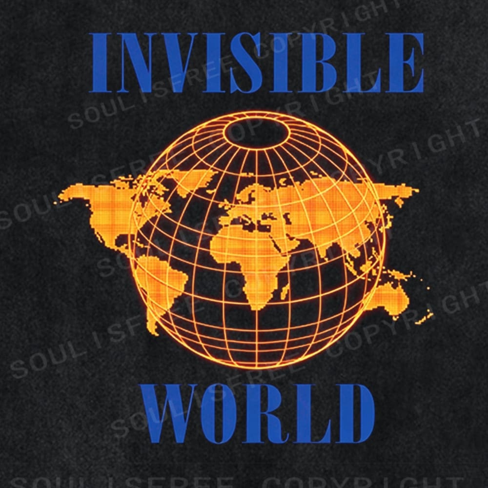 Soulisfree Invisible World Digital Globe Washed Tee