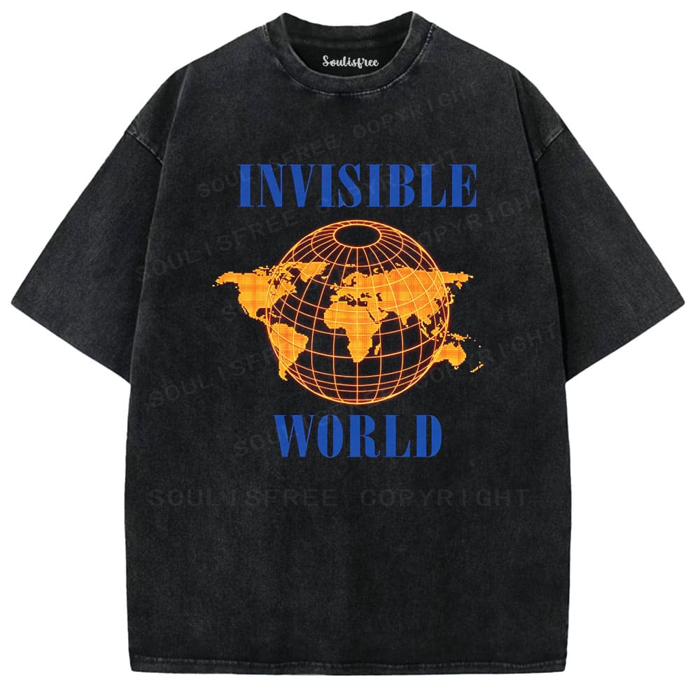 Soulisfree Invisible World Digital Globe Washed Tee