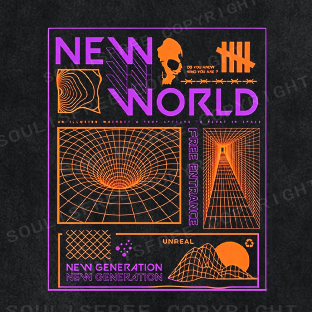 Soulisfree New World Cyberpunk Portal Washed Tee