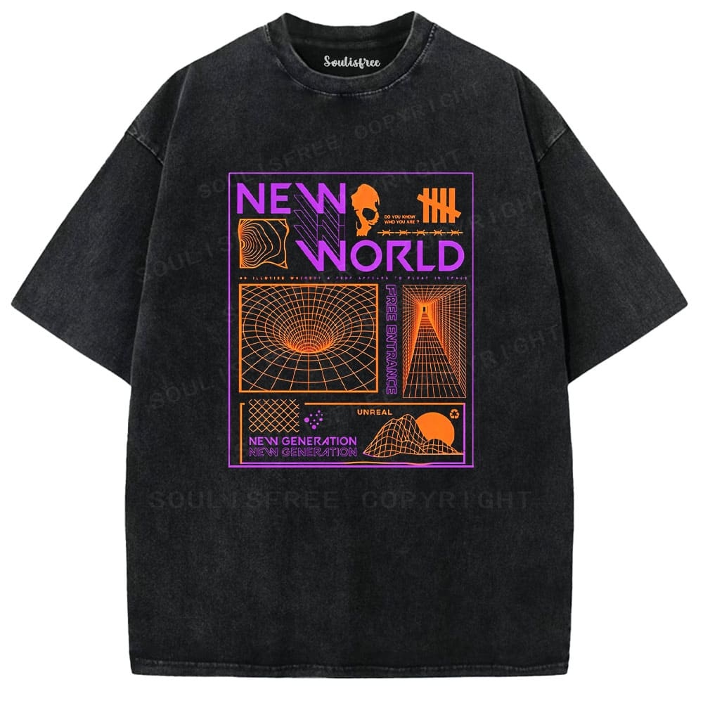 Designed Soulisfree Wander into Dream Spores Artistic Washed Tee | Soulisfree