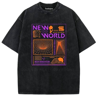 Soulisfree New World Cyberpunk Portal Washed Tee