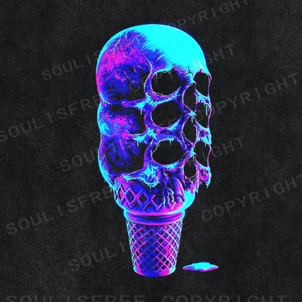 Soulisfree Skull Ice Cream Graphic Washed Tee