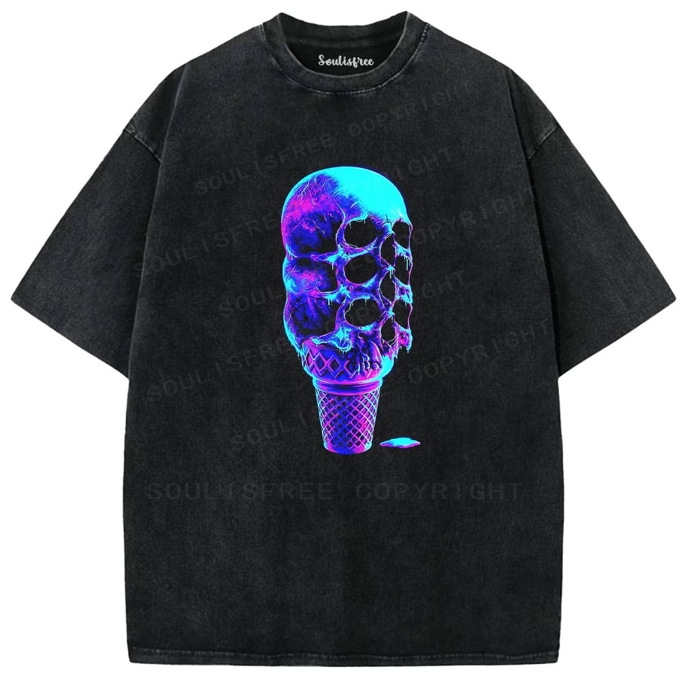 Soulisfree Skull Ice Cream Graphic Washed Tee