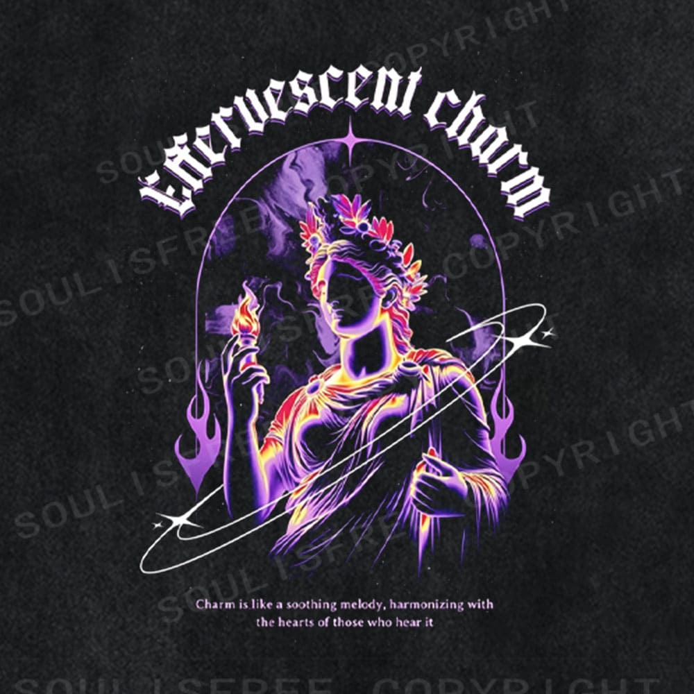 Soulisfree Cyber Mythology Statement Ethereal Charm Washed Tee