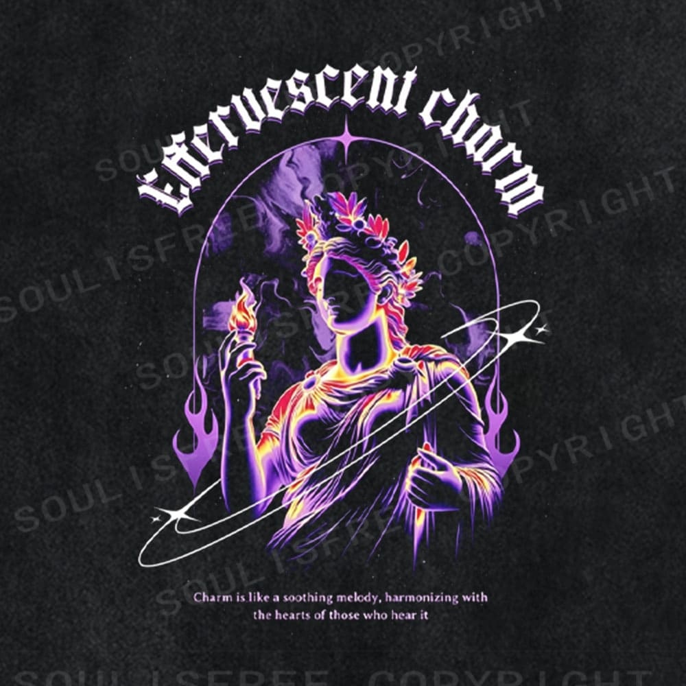 Soulisfree Cyber Mythology Statement Ethereal Charm Washed Tee