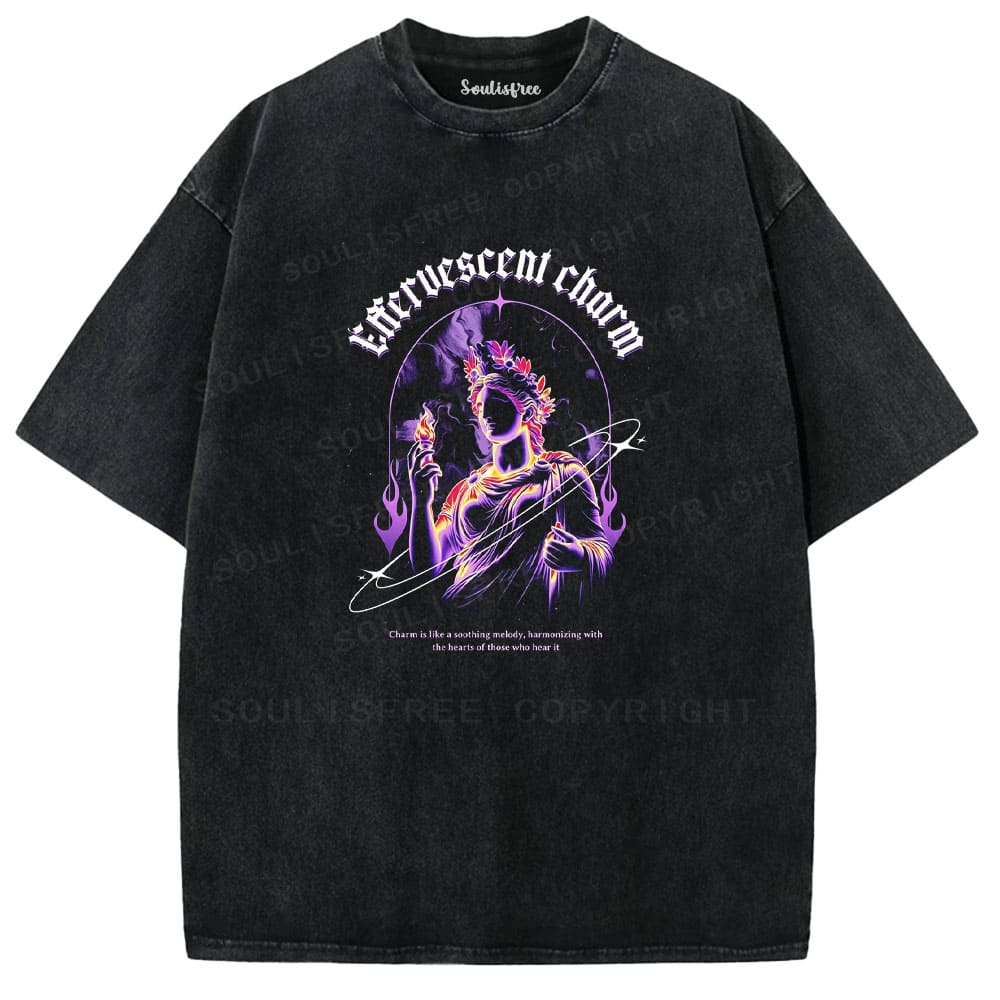Soulisfree Cyber Mythology Statement Ethereal Charm Washed Tee