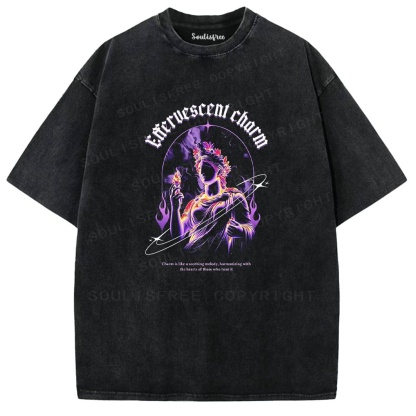 Soulisfree Cyber Mythology Statement Ethereal Charm Washed Tee