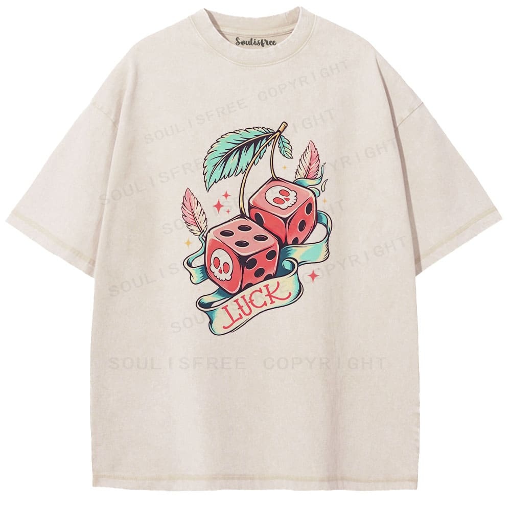 Soulisfree Skull Dice Luck Vintage  Washed Tee