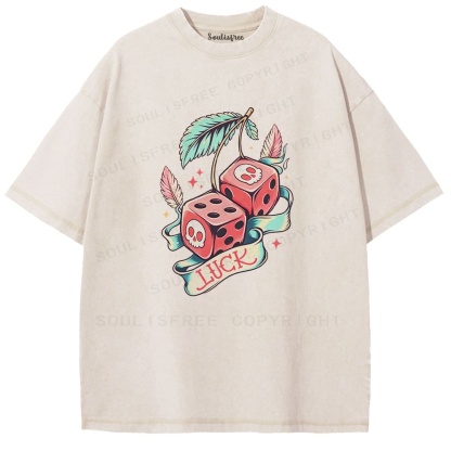 Soulisfree Skull Dice Luck Vintage  Washed Tee