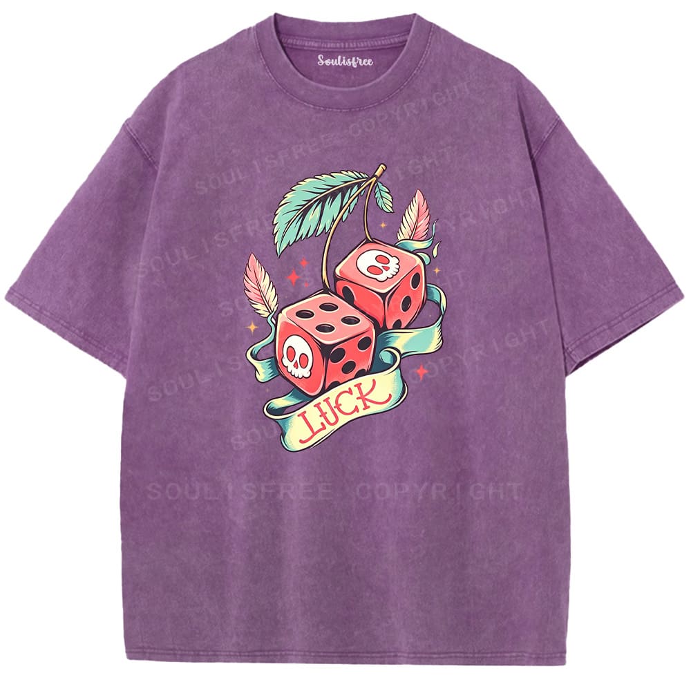 Soulisfree Skull Dice Luck Vintage  Washed Tee