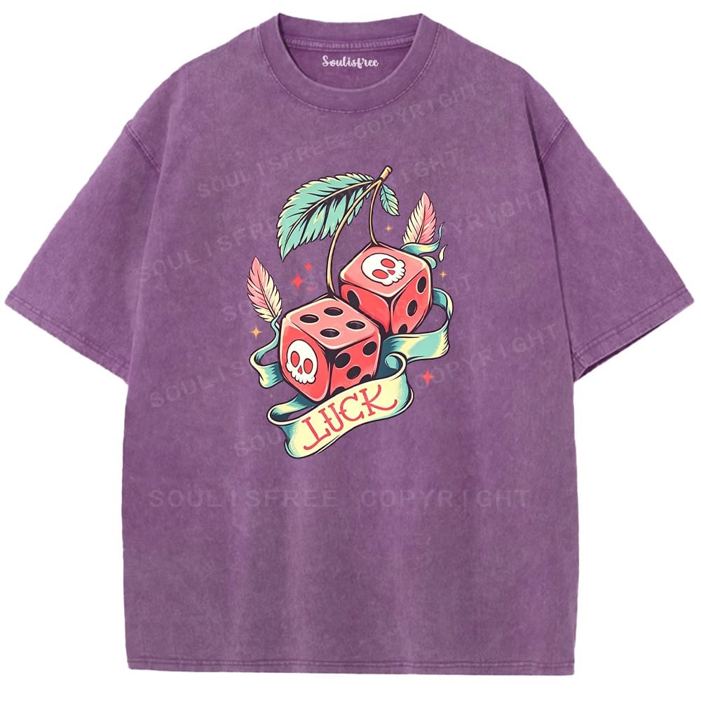 Soulisfree Skull Dice Luck Vintage  Washed Tee