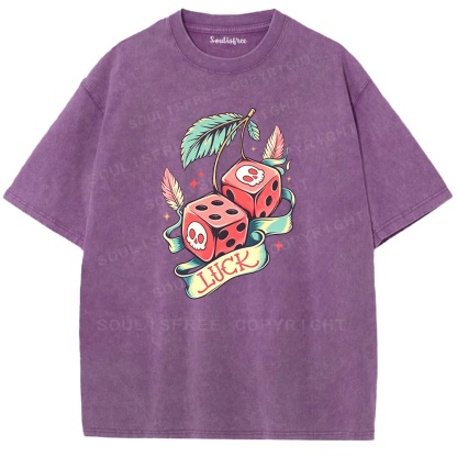 Soulisfree Skull Dice Luck Vintage  Washed Tee